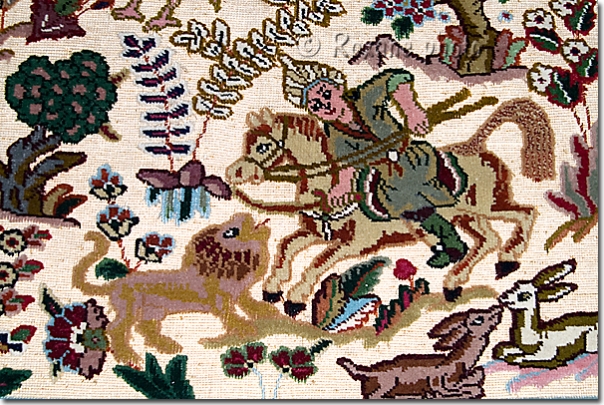 Scène de chasse sur un tapis - Hunting scene on a carpet - Diyarbakir  Diyarbakır